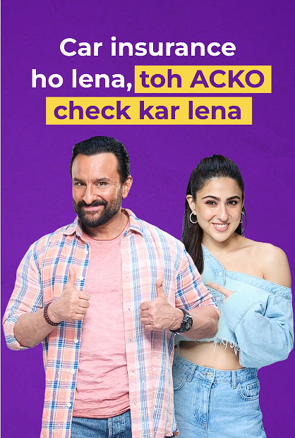 Saif ali khan and sara ali khan are promoting Acko car insurance policies